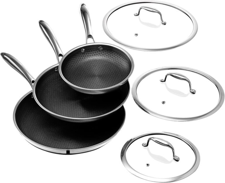 Test & Avis HexClad 6pc Hybrid Nonstick Frying Pans Set with Lids, 8, 10 & 12" Pans