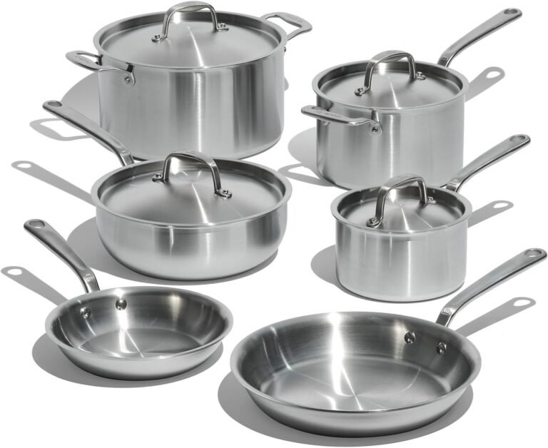Test & Avis Made In Cookware - 10 Piece Stainless Steel Pot and Pan Set - 5 Ply Clad - Includes Stainless Steel Frying Pans, Saucepans, Saucier and Stock Pot W/Lid - Professional Cookware - Crafted in Italy