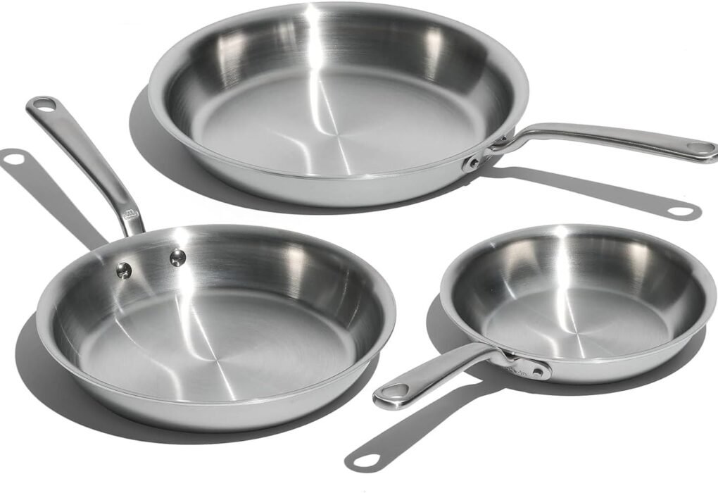 Test & Avis Made In Cookware - 3-Piece (Includes 8",10",12") Stainless Frying Pan Set - 5 Ply Stainless Clad - Professional Cookware - Crafted in Italy - Induction Compatible