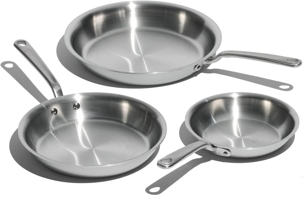 Test & Avis Made In Cookware - 3-Piece (Includes 8",10",12") Stainless Frying Pan Set - 5 Ply Stainless Clad - Professional Cookware - Crafted in Italy - Induction Compatible